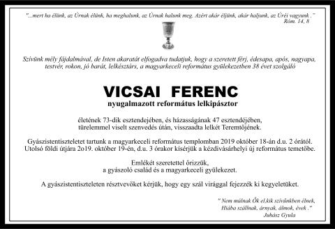 Gyászjelentés - Vicsai Ferenc